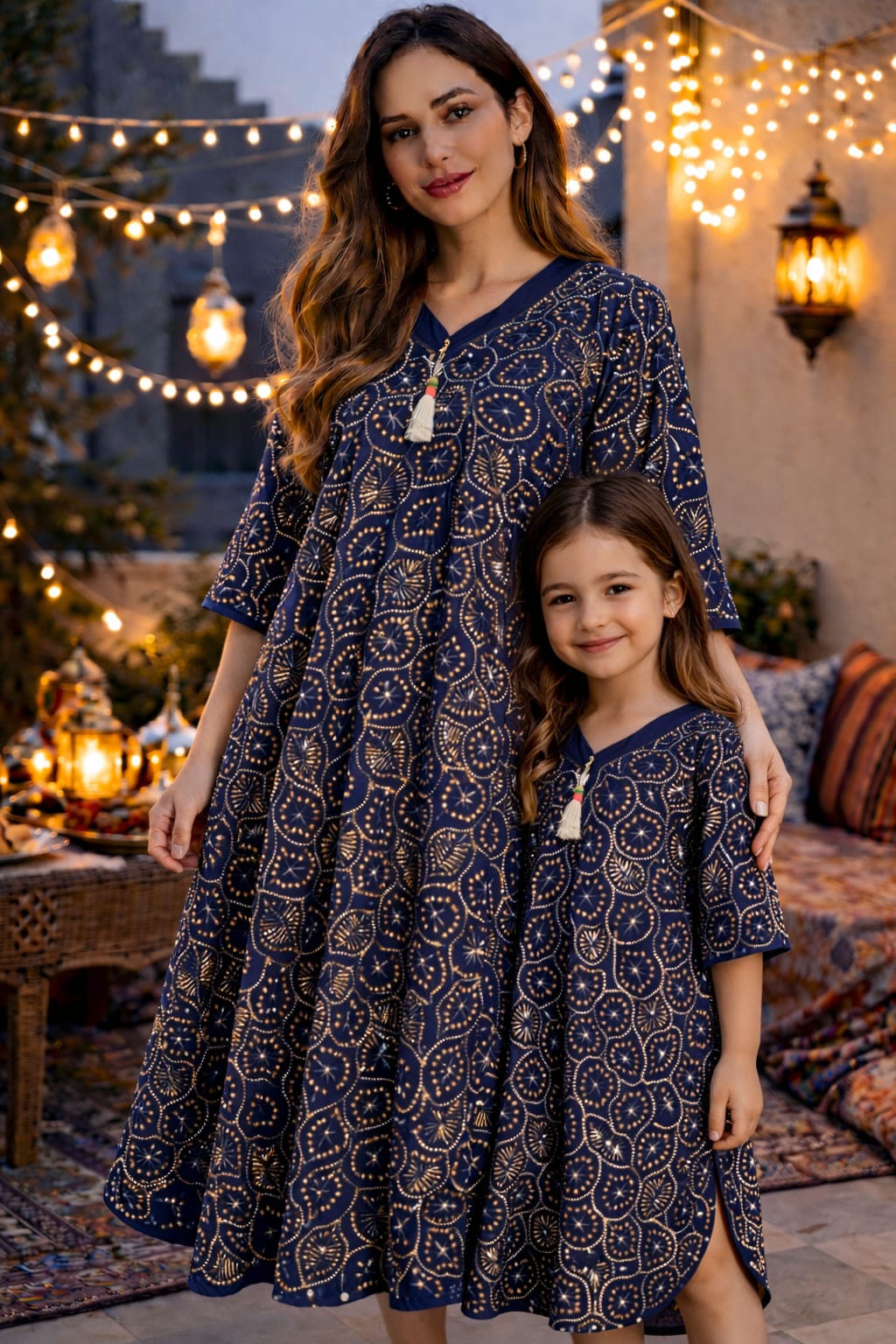 H22 جلابية من القطن بتطريز حديث للبنت والام