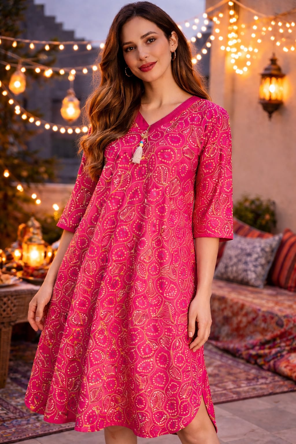 h2 جلابية من القطن بتطريز حديث للبنت والام