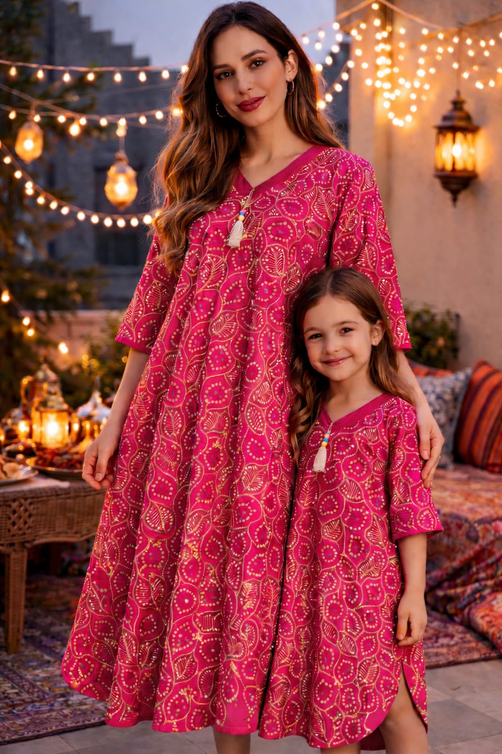 h2 جلابية من القطن بتطريز حديث للبنت والام