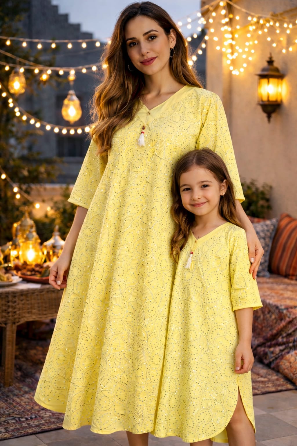 h2 جلابية من القطن بتطريز حديث للبنت والام