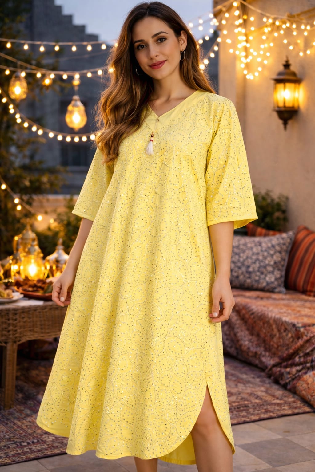 h2 جلابية من القطن بتطريز حديث للبنت والام